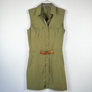 Rag & Bone New York Caroline Utility Dress Women 8 Sleeveles Button Front Safari